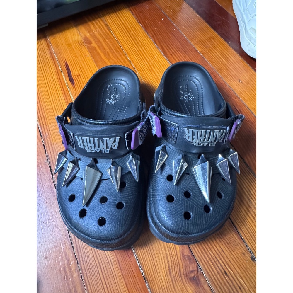 Crocs Black Panther All-Terrain Clogs Marvel Wakanda Forever Black Silver Mens 5